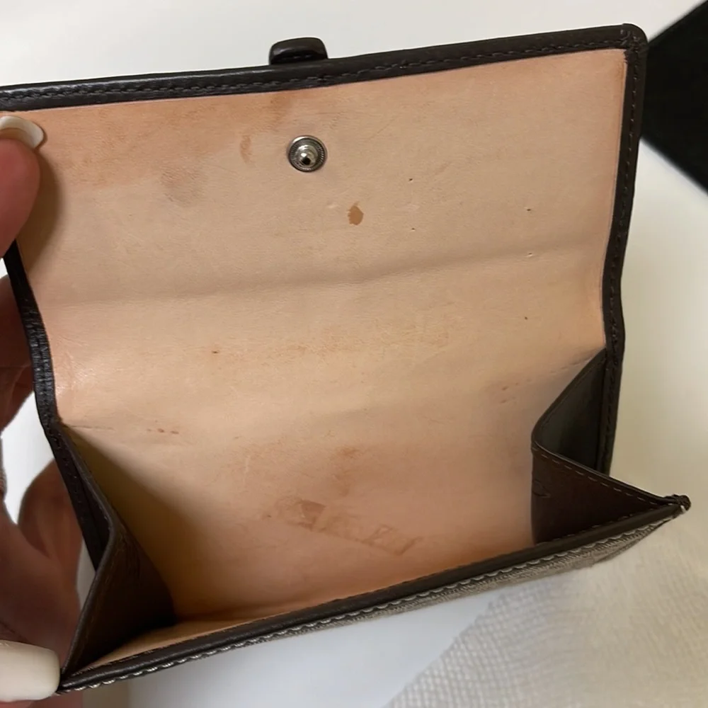 Coach Brown Signature Canvas Wallet with Buckle Detail